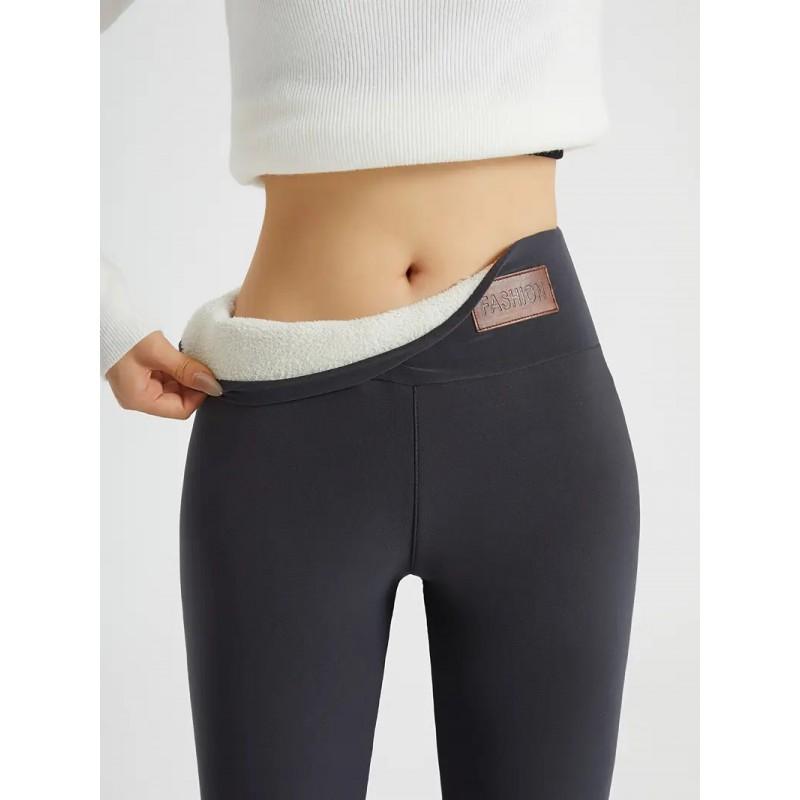 Womens High Waist Slim Fit Sports Leggings Thick Solid Color Yoga Pants Elastic Casual Base Layer