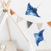 Cartoon Underwater Manta Ray Wall Sticker Self-Adhesive for Bedroom Bathroom Home Background Wall Decoration