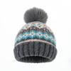 Winter new jacquard wool hat women's thickened warm windproof hat pullover hat cute hairball knitted hat