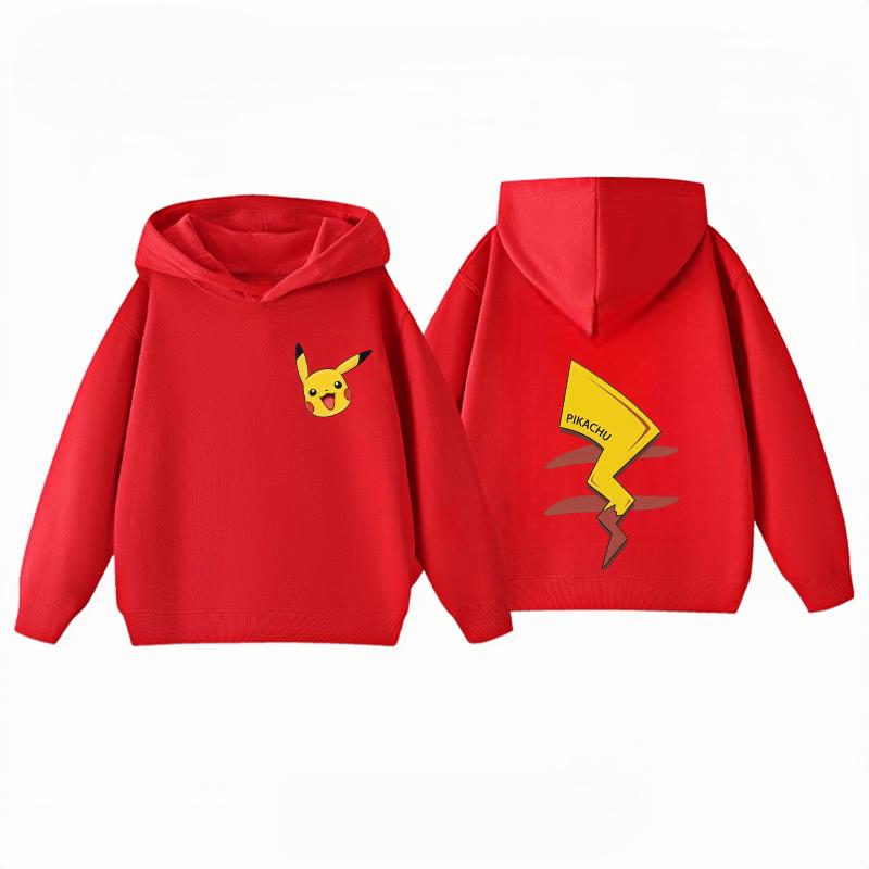 Potdemiel Cute and Fun Pikachu Print Children's Sweatshirt Boys and Girls Clothing Autumn and Winter Warm Children's Hoodie