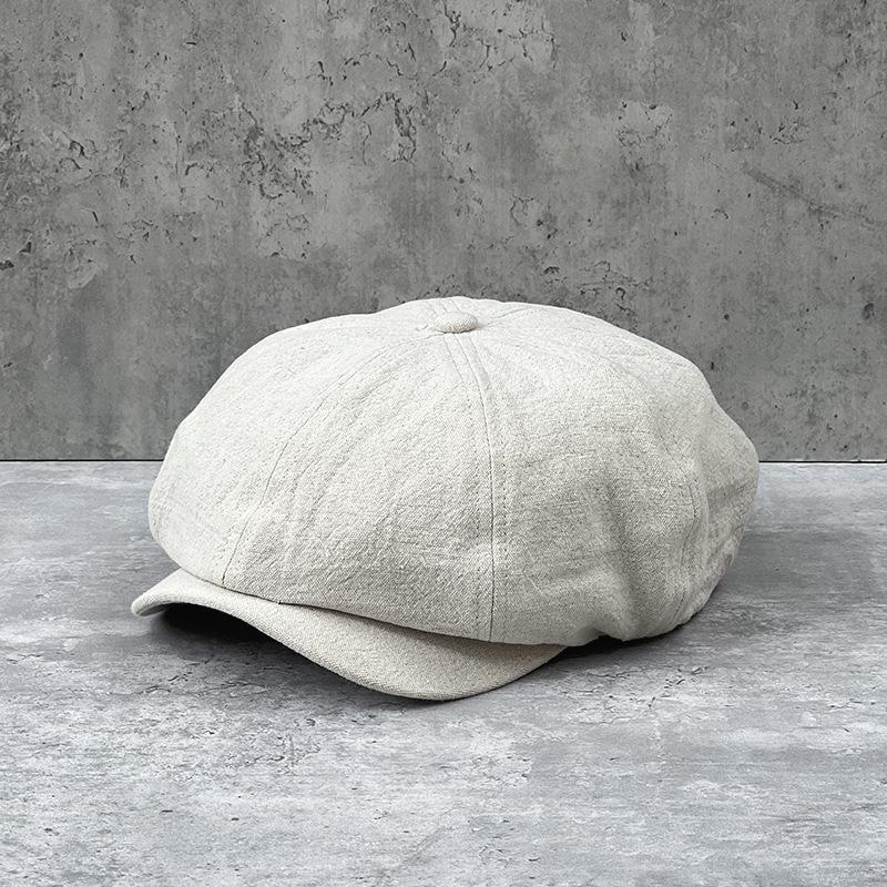Big Head Circumference Beret Spring And Summer Cotton And Linen Breathable Cap Men'S And Women'S Casual Octagonal Hat British Retro Forward Hat