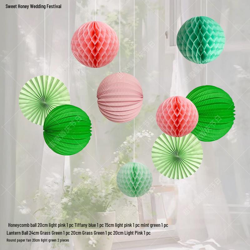 Hawaii Forest Green Wedding & Party Decor: Origami Paper Fan Theme