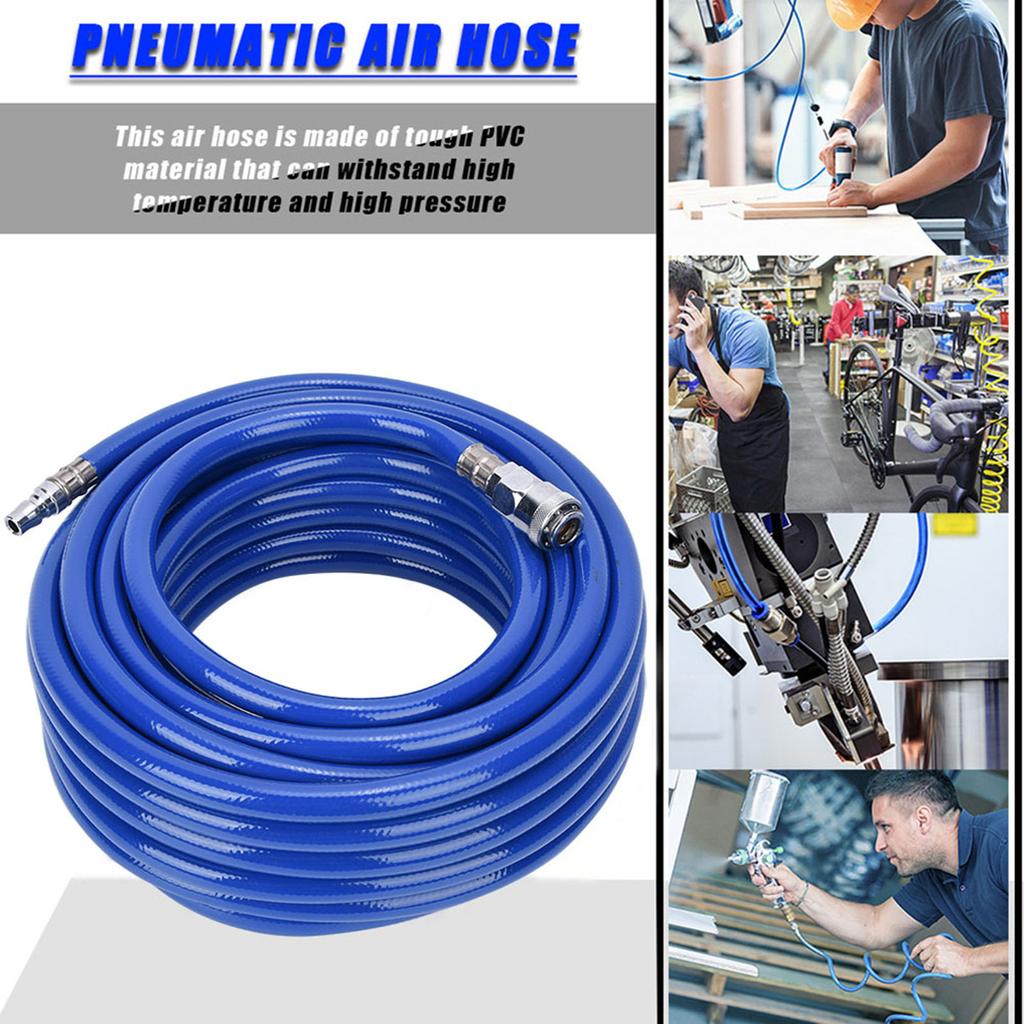 15M Blue Flexible Pneumatic PVC Hose with Quick Connector for Air Compressor