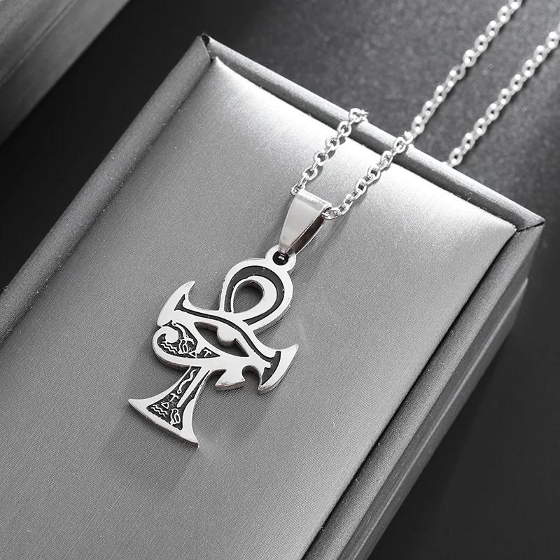 Rotating Eye of Horus Necklace for Men Retro Egyptian Amulet Pendant