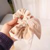 Solid Color Women Hair Scrunchies French Style Large Hair Ropes Luxury Velvet Bow Scrunchies  Girls