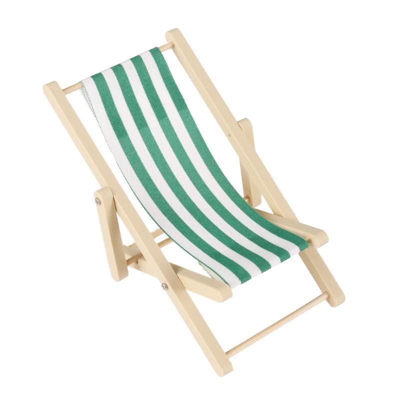 1Pcs 1:12 Dollhouse Miniature Beach Chair Toy Striped Plastic Diy Foldable Deckchair For Dolls Decor