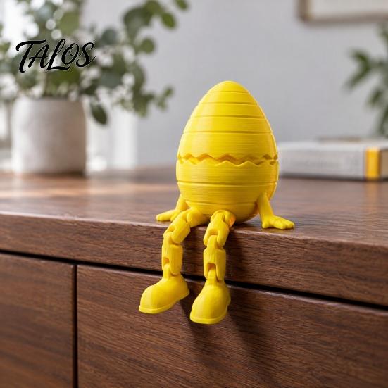 Unique Desktop Display 3D Printed Easter Egg Figurine, Articulated Humanoid Figure with Movable Joints, PLA Plastic Action Figures Shelf Sitter Statue