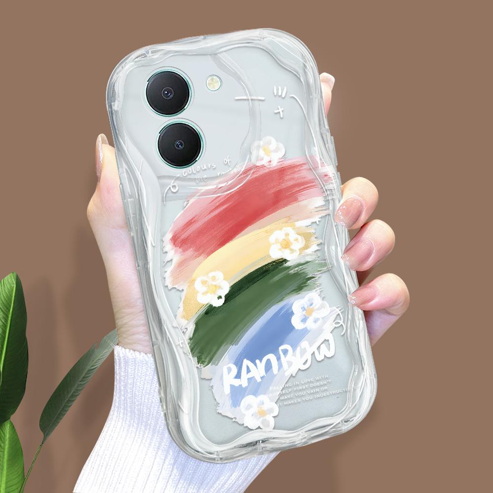 Niedliches Cartoon-Muster Creme Textur Gehäuse Wellenförmiger Rand Weiche Silikonhülle Telefonhülle für Vivo