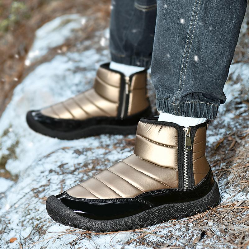 Herren Schneestiefel Winter Warm Arbeits-Wüstenstiefel mit Fell High Top Outdoor Wanderschuhe Übergröße Wasserdicht