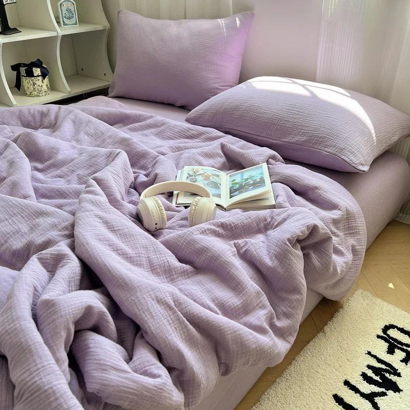 New class A double-layer yarn Xia Liang quilt four-piece summer single dormitory thin quilt summer air conditioner quilt