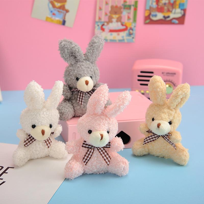 Adorable Plush Bunny Keychain Teddy Bear Style Soft And Fluffy Backpack Accessories