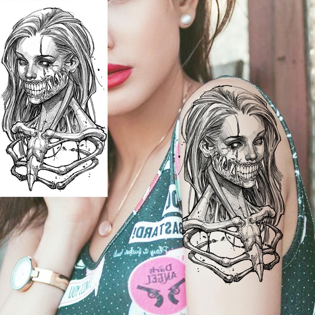 Scorpion Rose Flower Temporary Tattoos For Women Adults Realistic Vampire Wolf Scary Snake Crown Fake Tattoo Sticker Arm Tatoos