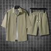 Herr Casual Kostym Sommar Tunn Modekläder Mode Koreansk Stil Shorts Kortärmad Skjorta Kostym