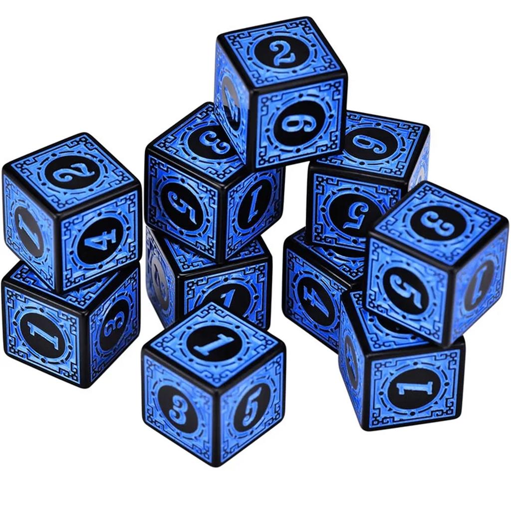 10Pcs/Set Acrylic Dice Set 6 Sided 16Mm D6 Carved Pattern Polyhedron Game Dice For Rpg Dungeons And Dragons Board Game