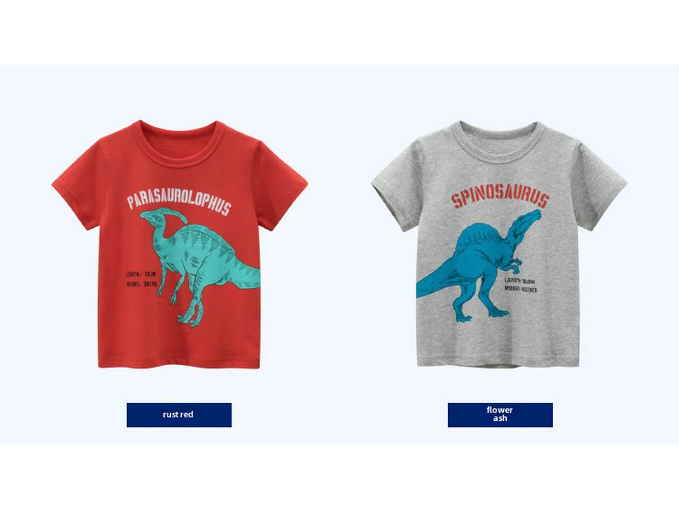 2025 Summer Kids' Korean Dinosaur Cartoon T-shirt - Short Sleeve Boys' Baby Clothing