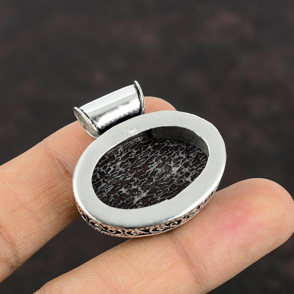 Dinosaur Bone Pendant Handmade Pendant 925 Sterling Silver Pendant Antique Vintage Pendant Silver Jewelry For Gift Natural Gemstone Jewelry