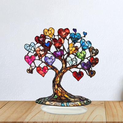 Herzbaum Desktop-Ornament 2D Flache Dekoration Sammlung Tischmittelstück Leicht