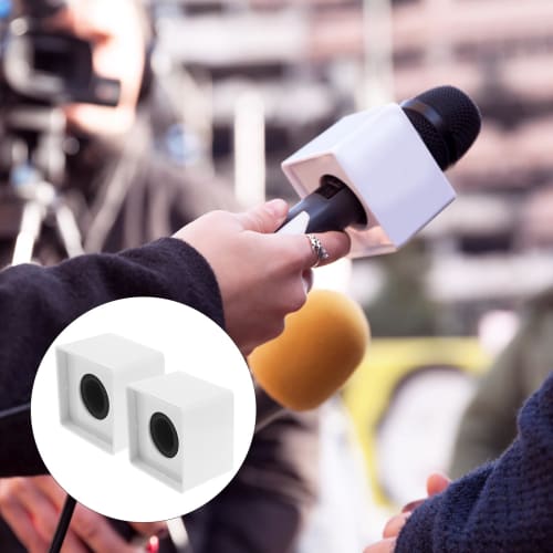 Ciieeo Interview Microphone Flags, Advertising, Image Enhancement, Square, White, ABS Injection Molded, Set of 2, Non-Slip, Lightweight, Portable, Tra