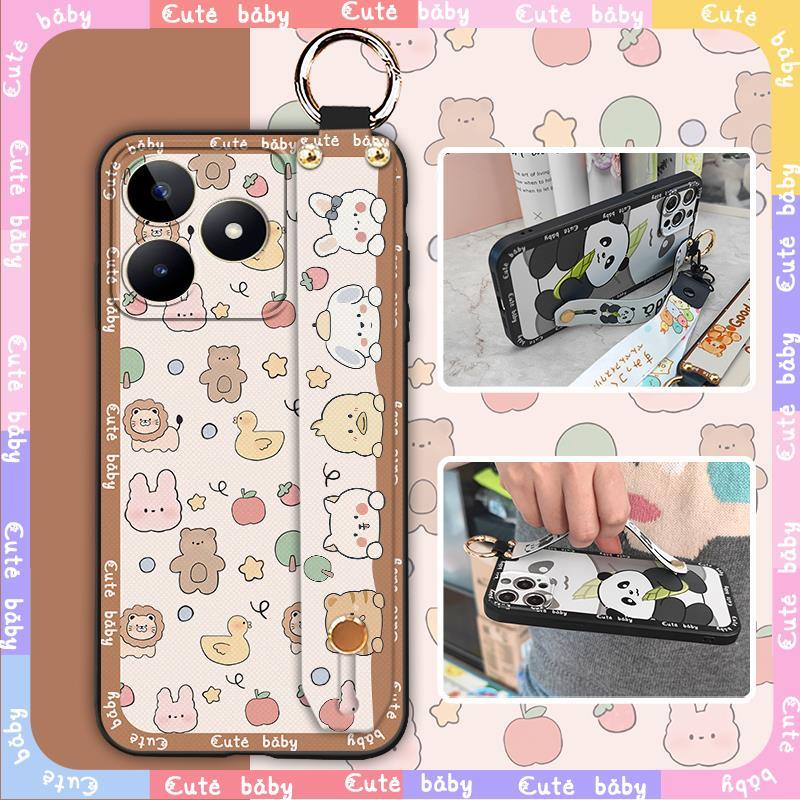 Soft case Anti-knock Phone Case For Realme C53/Narzo N53 Waterproof Wristband Phone Holder Cute Wrist Strap Kickstand