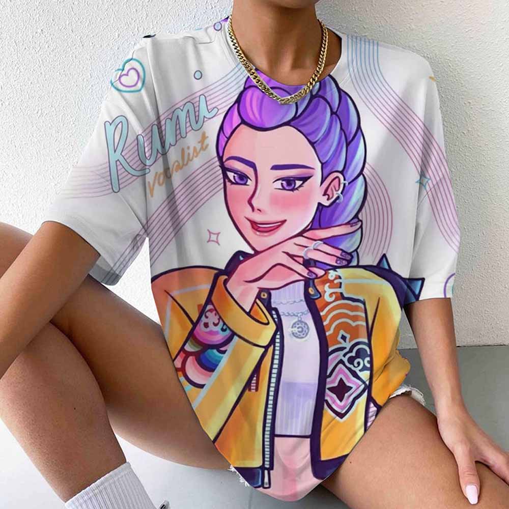 Huntrix Kpop Demon Hunters Movie 2025 Graphics T Shirts Men Women's High Quality Fashion Oversized Cotton T-shirt Harajuku Tops