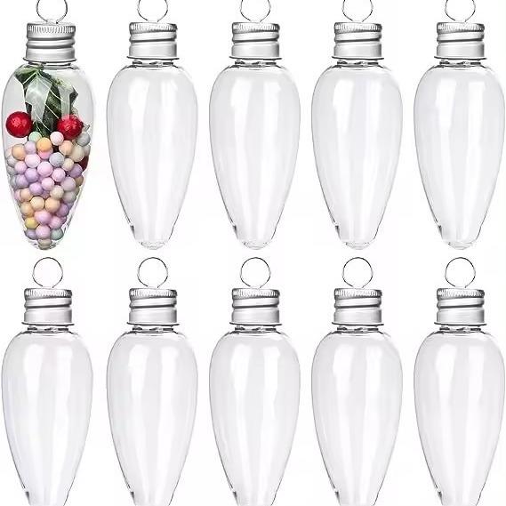

10Pcs Christmas Clear Plastic Bulb Shape Ornaments Fillable DIY Light Ornaments Fillable Candy DIY Craft Tree Decor