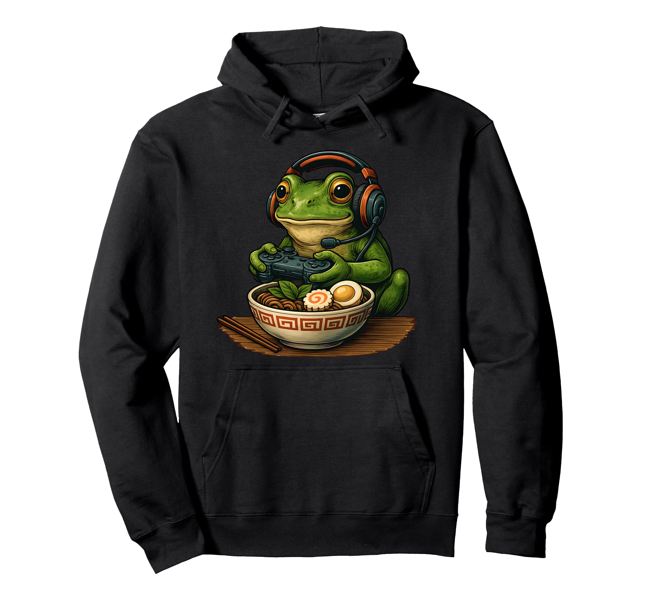 Japanese anime cute frog hoodie ramen, frog, gaming, noodles, goods, чёрный
