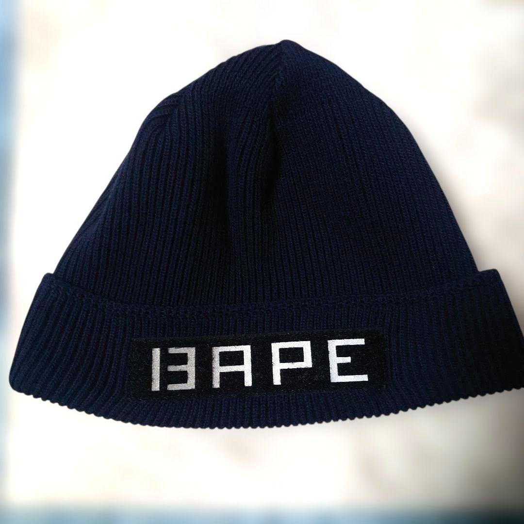 Used A BATHING APE Knit Hat Beanie Navy