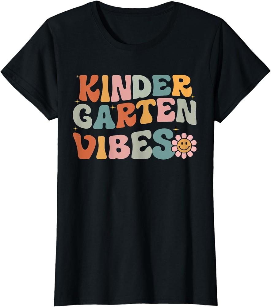 Kindergarten Vibes Retro Groovy Grade School Gift Ladies  Crewneck T-Shirt Unisex T-Shirt S