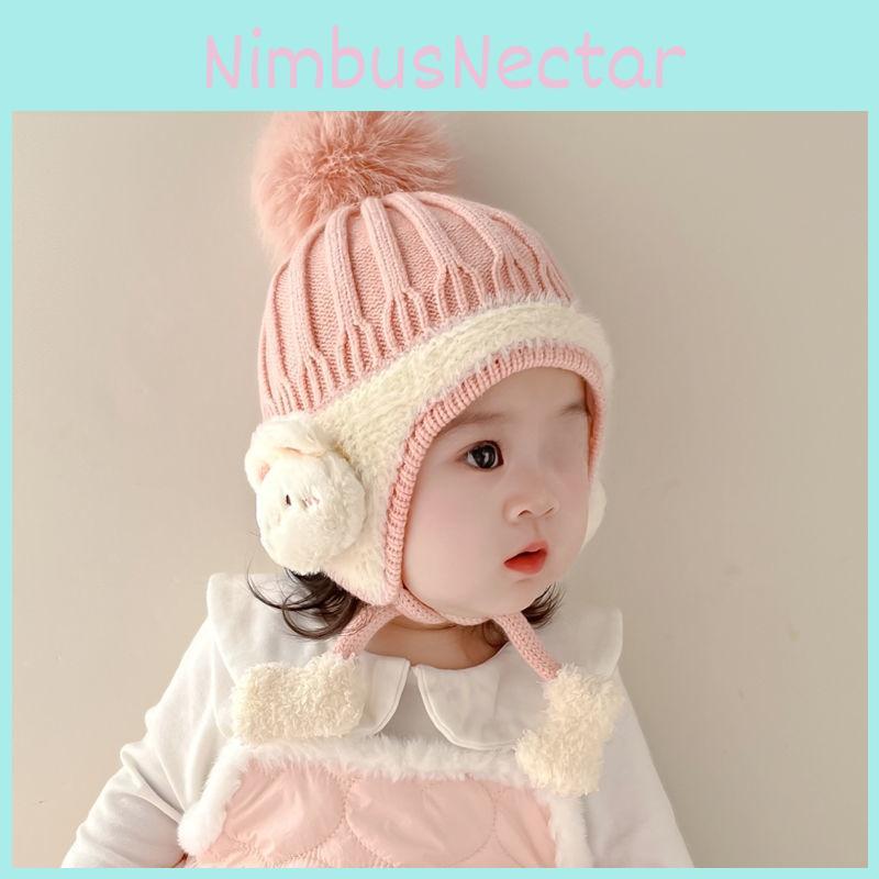 Baby Ear Protection Knit Hat With Cute Animal Design For Winter Warmth