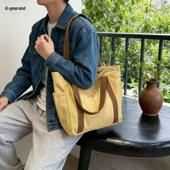 Women's Canvas Shoulder Bag - Versatile, Large Capacity, Multifunctional Handbag for Commuting and Students