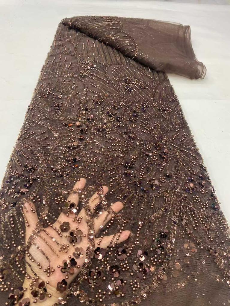 White African Beads Lace Fabric 2026 High Quality Lace French Nigerian Groom Sequins Lace Fabrics For Wedding Party Dress Sewing