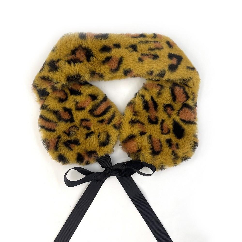 Solid Color Leopard Headbands Plush Warm Scarf Fashion Ear Warmer Women Headwear