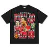 Fußballstar Cristiano Ronaldo Muster Gedrucktes T-Shirt Trend Bequem Retro 100% Baumwolle Rundhals Kurzarm T-Shirt