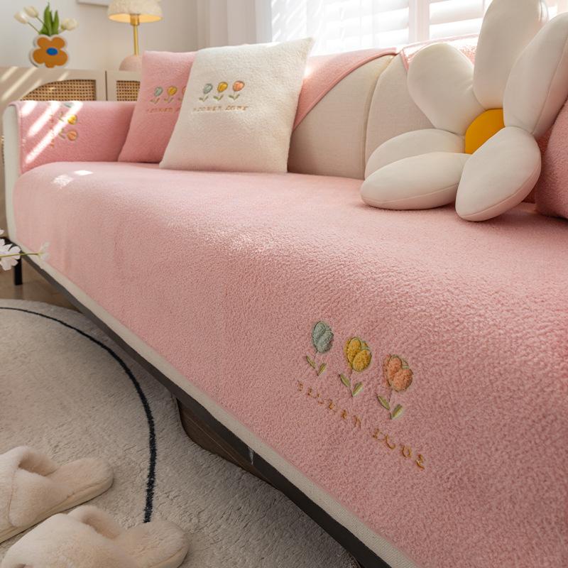 Cotton Sofa Cushion Four Seasons Universal Cotton Fabric Cushion Simple Modern Nordic Non-Slip Pastoral Style Sofa Cover