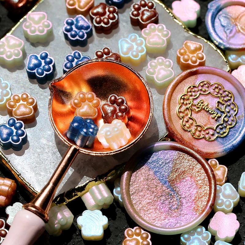 150pcs Original Cat Paw Seal Wax Grains Mixed Color Pearlescent Wax DIY Manual Account Greeting Card Envelope Decoration
