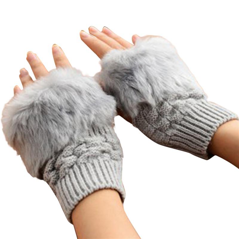 Women Gloves Stylish Fingerless Warm Winter Half Finger Mitten Ladies Faux Woolen Plush Wrist Warmer Glove Gift Ladies Gloves