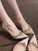 [Spot] High heels women's thin heels pointed rhinestones French temperament socialite senior single shoes wedding shoes new black