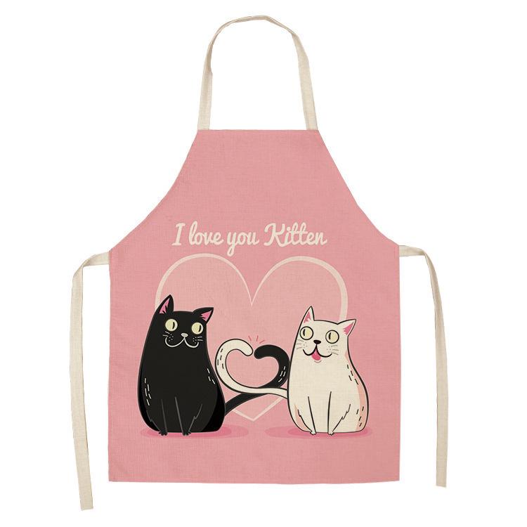 Nordic Cat Linen-Like Sleeveless Kitchen Apron