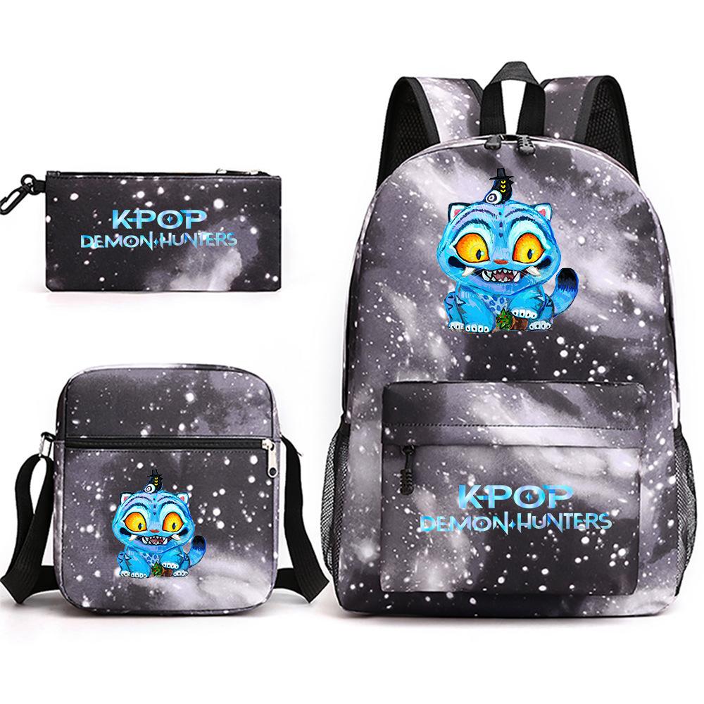 K-Pop Witch Hunters Peripheral Printing Student School Bag Backpack Shoulder Pencil Bag Three-Piece Set