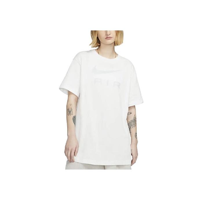 Nike Logo Letter Print Round Neck Loose Short Sleeve T-Shirt Women Tops White DX7919-121