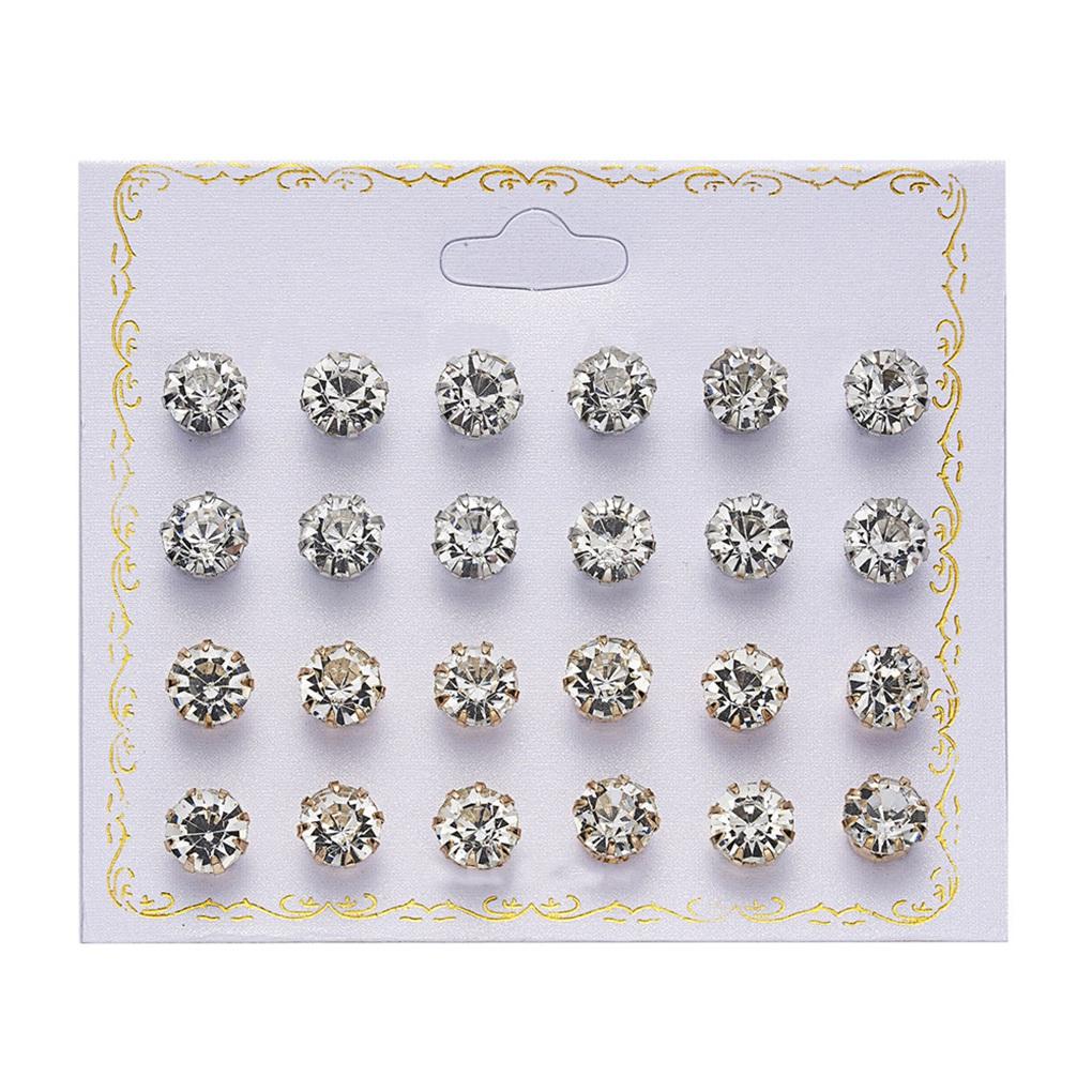 12 Pairs Earrings Rhinestones Women 2019 Ear Stud Jewelry Multiple styles