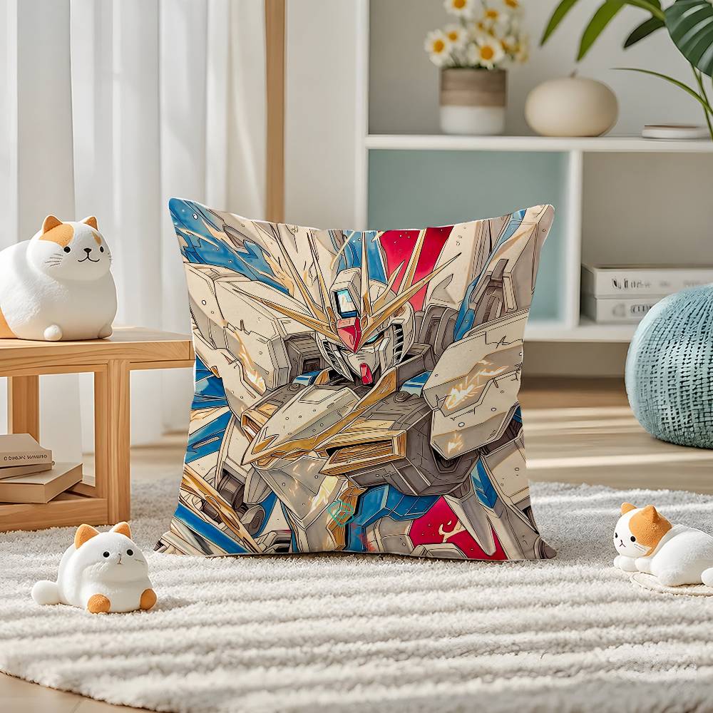Mobile Suit Gundam Gundam Kyrios Anime Plush Pillow Cover Soft Short Plush Cushion Cover For Sofa Bedroom Home Decor Gift