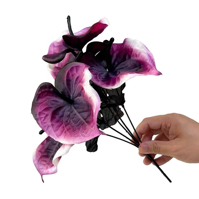 12pcs Dark Gothic Style Artificial Black Rose Flowers Bouquet for Wedding Bridal Shower Home Decor Valentines Day Gift