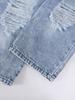 Single-piece Set of Trendy Ripped Denim Wide-leg Jeans for Boys, Perfect for Spring and Summer.