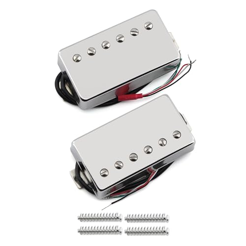 FLEOR Alnico5 Guitar Humbucker Pickup, 4-Wire Neck and Bridge Pickup Set, Chrome Fit, LP Style, Guitar Pickup Parts