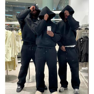 Herbst-Freizeit-Set für Herren: Kapuzenpullover + Locker geschnittene Jogginghose Jugend Sport Einfaches einfarbiges zweiteiliges Set