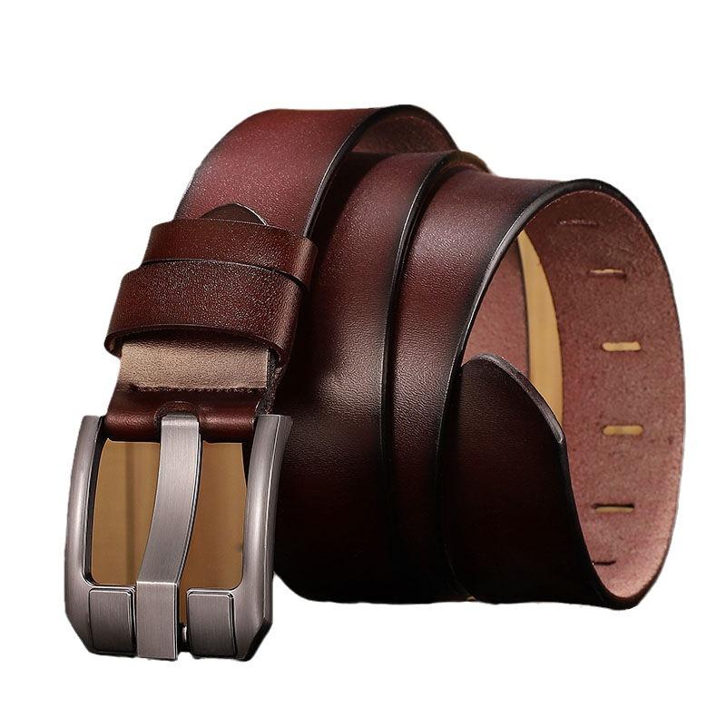 Herren Breit Vintage Rindsleder Gürtel mit Dornschließe - Übergröße