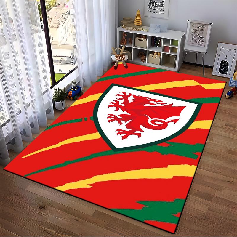 Welsh Dragon Emblem Rug Design Non-slip Rug Suitable for Living Room and Bedroom Sofas.