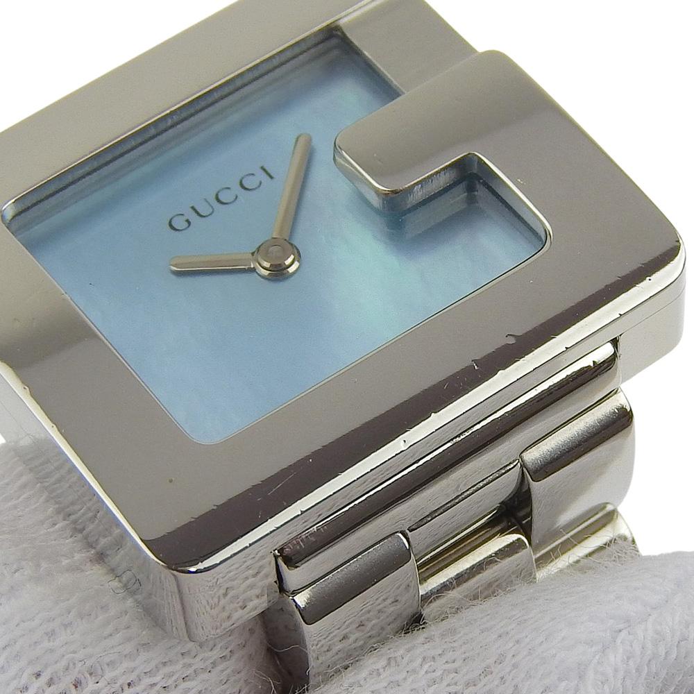 Gucci G Watch Watches 3600J Blue shellDial Stainless Steel Quartz Analog Display Women Used