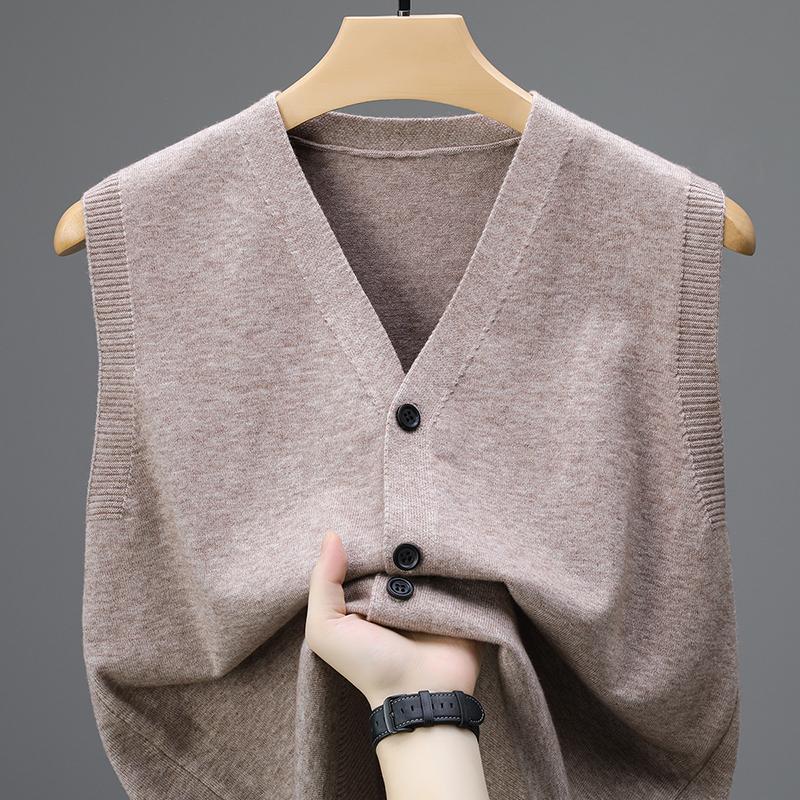 Single Breasted Pullover Autumn Sleeveless Vests Men Work Sweater Knitted Male Waistcoat Jumper Pullovers